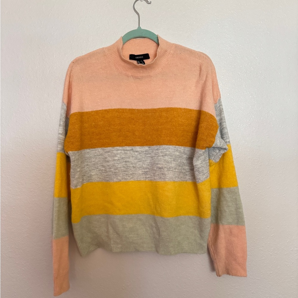Striped Peach Knit Cozy Sweater